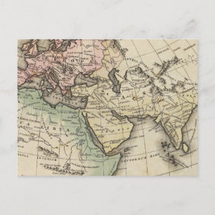 Postal mapa de Europa, África del Norte y el Sudeste Asiá