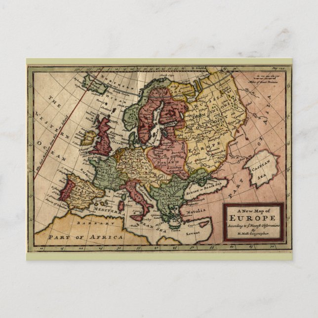 Postal Mapa de Europa de 1721 (Anverso)