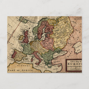 Postal Mapa de Europa de 1721 de Herman Moll