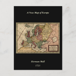 Postal Mapa de Europa de 1721 de Herman Moll
