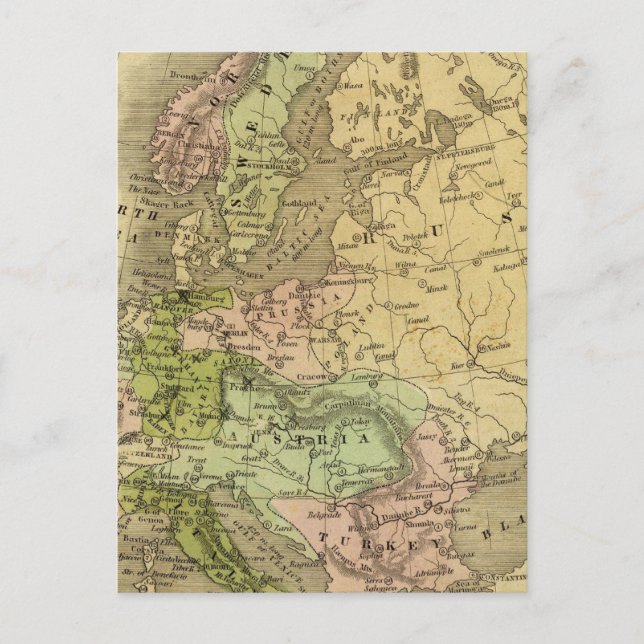 Postal Mapa de Europa Olney (Anverso)