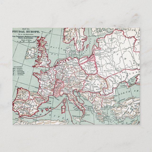 POSTAL MAPA DE EUROPA, SIGLO XII (Anverso)