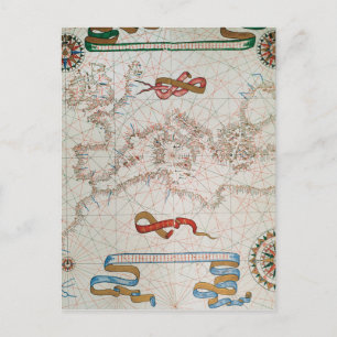 Postal Mapa de Europa y las costas del norte de África