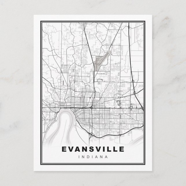 Postal Mapa de Evansville (Anverso)
