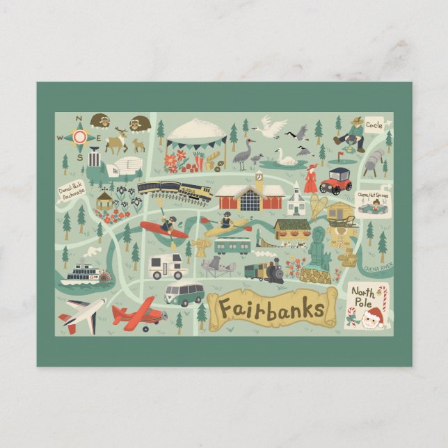 Postal Mapa de Fairbanks (Anverso)