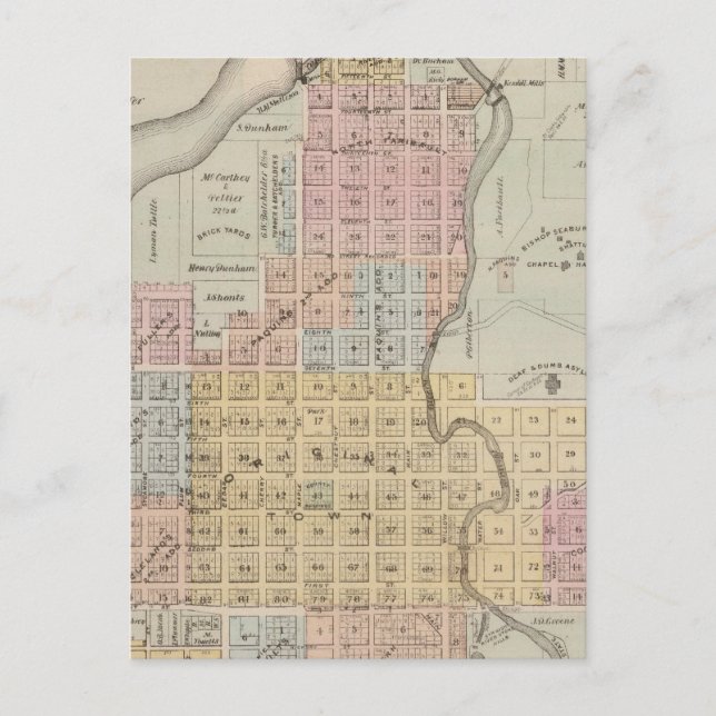 Postal Mapa de Faribault, condado de Rice, Minnesota (Anverso)