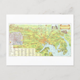 Postal Mapa de Ferrocarriles Unidos de Baltimore de Antiq