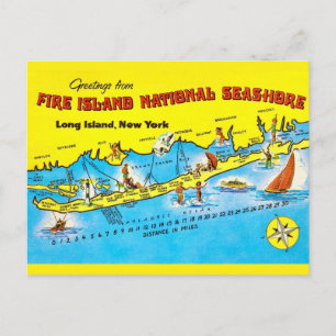Postal Mapa de Fire Island