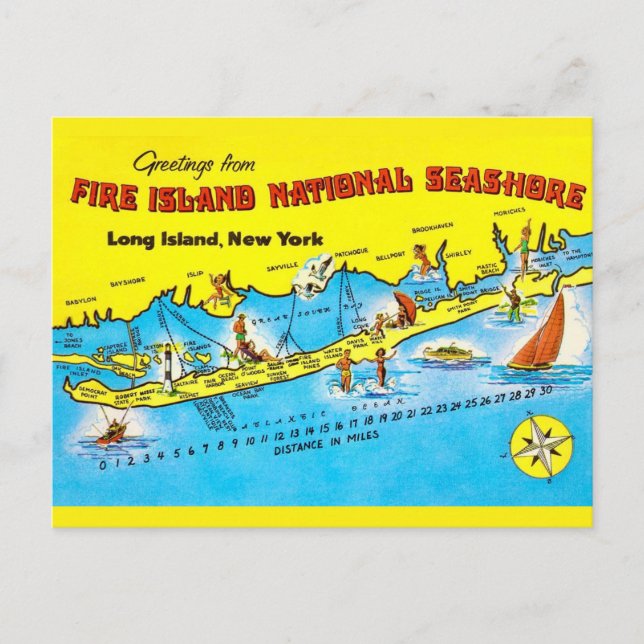 Postal Mapa de Fire Island  (Anverso)