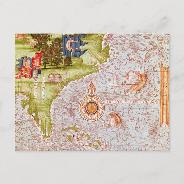 Postal Mapa de Florida y las Antillas (Anverso)