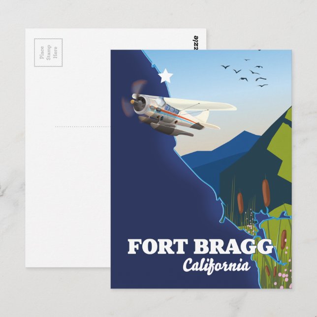 Postal Mapa de Fort Bragg California (Anverso / Reverso)