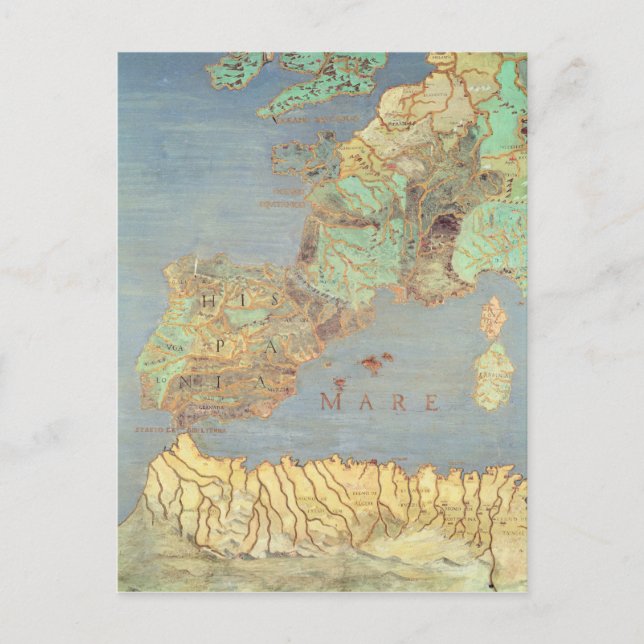 Postal Mapa de Francia, España y África noroccidental (Anverso)