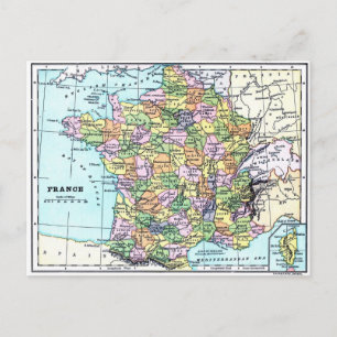 Postal Mapa de Francia - Postcard