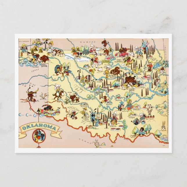 Postal Mapa de Funny de Oklahoma (Anverso)