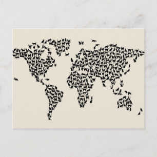 Postal Mapa de gatos del Mapa Mundial