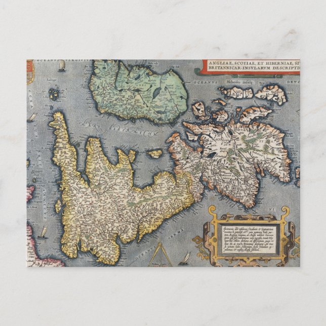 Postal Mapa de Gran Bretaña | 1587 (Anverso)
