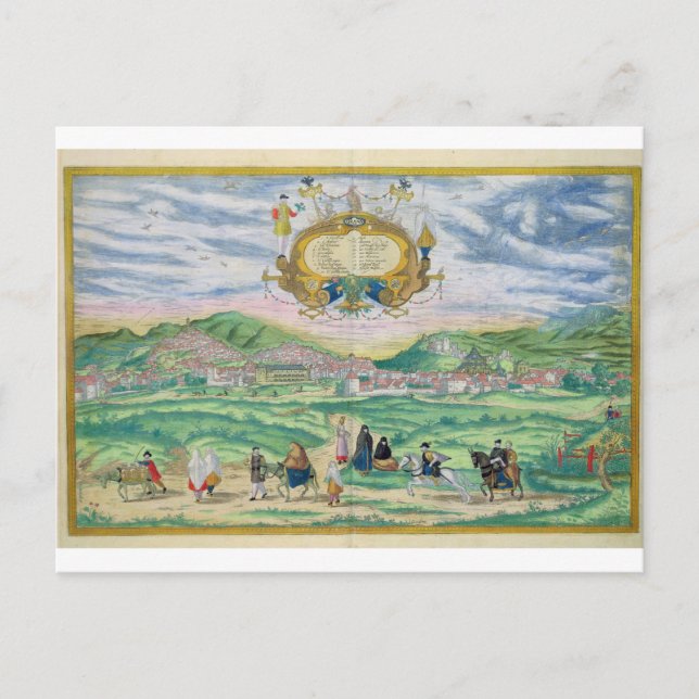 Postal Mapa de Granada, de 'Civitates Orbis Terrarum' por (Anverso)