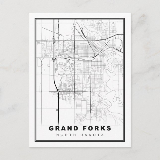 Postal Mapa de Grand Forks (Anverso)