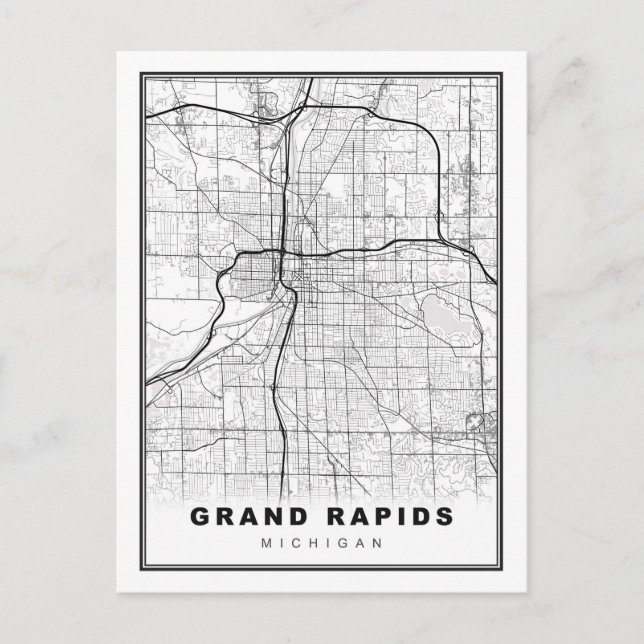 Postal Mapa de Grand Rapids (Anverso)