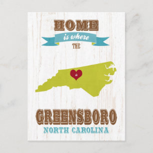 Postal Mapa de Greensboro, Carolina del Norte - El hogar