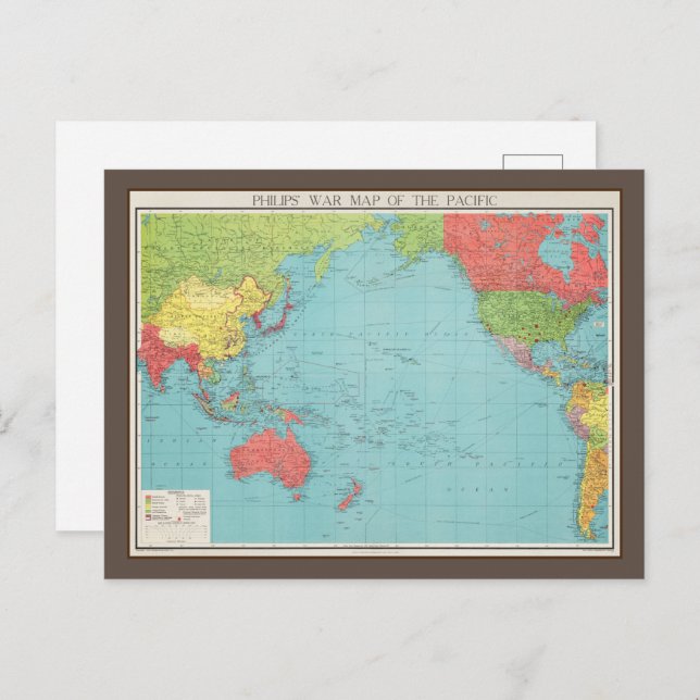 Postal Mapa de Guerra de Philips del Pacífico, 1945 (Anverso / Reverso)