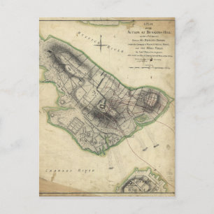 Postal Mapa de Guerra Revolucionaria de Bunker Hill (17 d