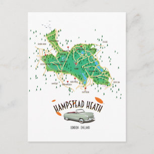 Postal Mapa de Hampstead Heath Londres Inglaterra