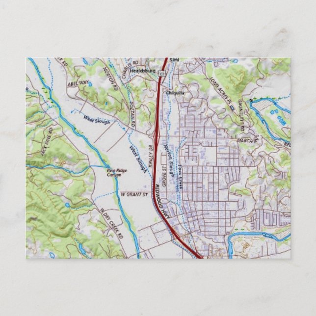 Postal Mapa de Healdsburg, California (Anverso)