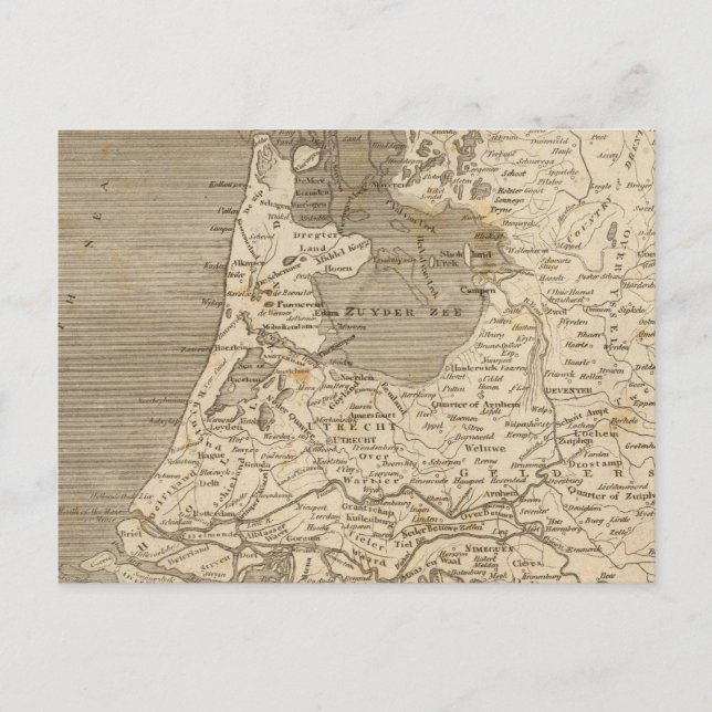 Postal Mapa de Holland por Arrowsmith (Anverso)
