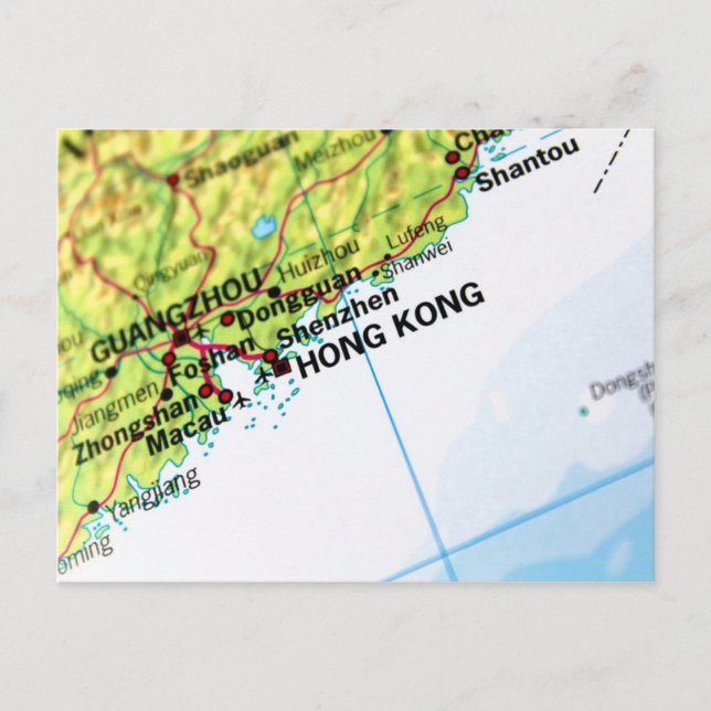 Postal Mapa de Hong Kong (Anverso)