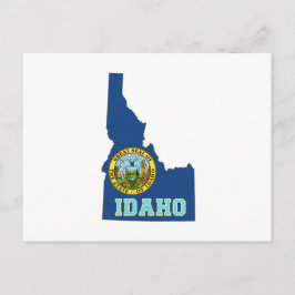 Postal Mapa de Idaho con forma de bandera de estado