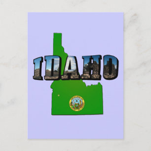 Postal Mapa de Idaho, Sello y texto de imagen