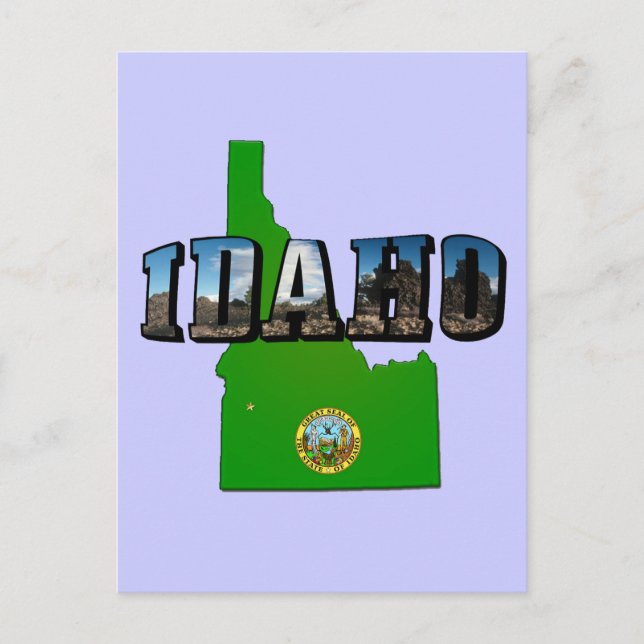 Postal Mapa de Idaho, Sello y texto de imagen (Anverso)