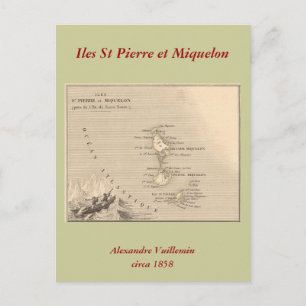 Postal Mapa de Iles St Pierre y Miquelon, Francia, 1858