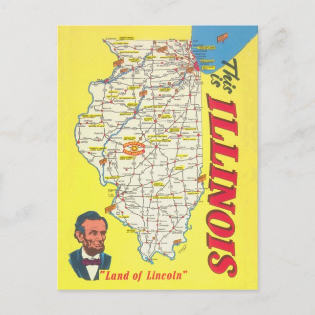 Postal Mapa de Illinois (Anverso)