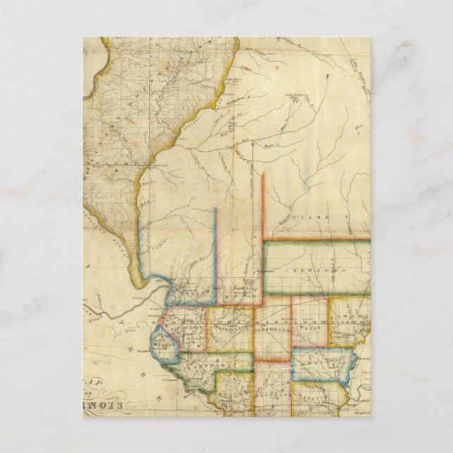 Postal Mapa de Illinois 3 (Anverso)