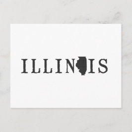 Postal Mapa de Illinois Carta con forma de palabra de est