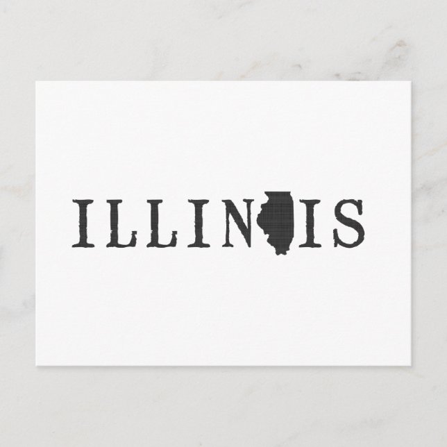 Postal Mapa de Illinois Carta con forma de palabra de est (Anverso)