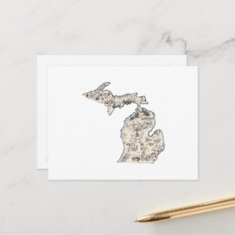 Postal Mapa de imágenes antiguas de Michigan