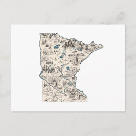 Postal Mapa de imágenes antiguas de Minnesota