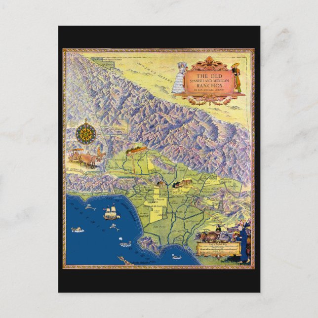 Postal Mapa de imágenes de Los Angeles (Anverso)