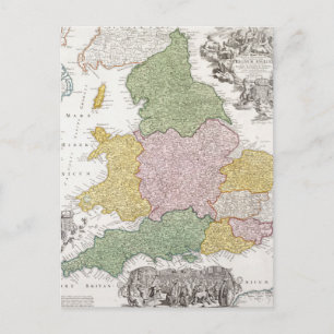 Postal Mapa de Inglaterra   1760