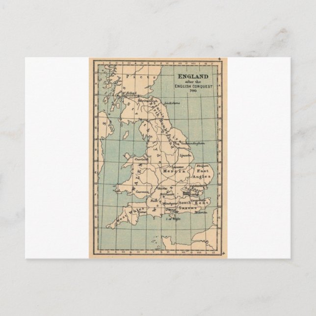 Postal Mapa de Inglaterra antigua (Anverso)