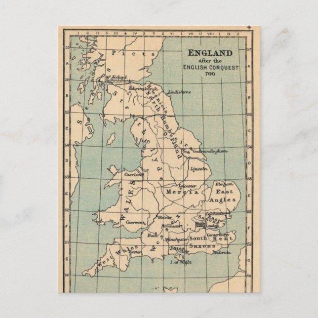 Postal Mapa de Inglaterra antigua (Anverso)