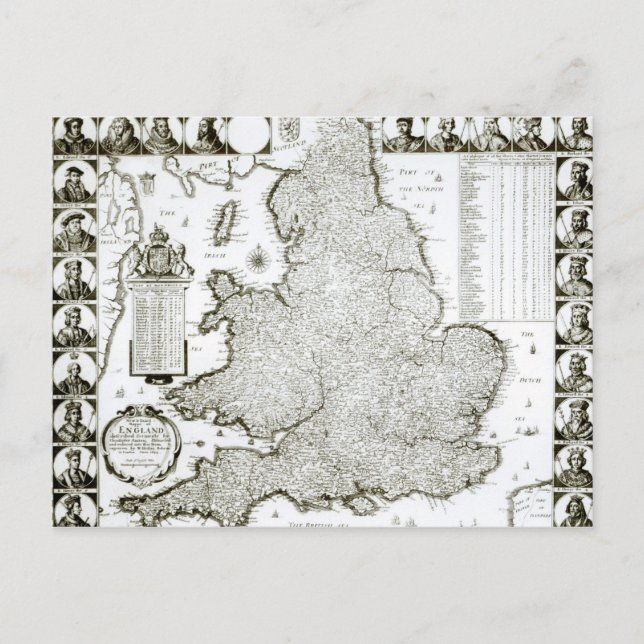 Postal Mapa de Inglaterra y Gales, 1644 (Anverso)