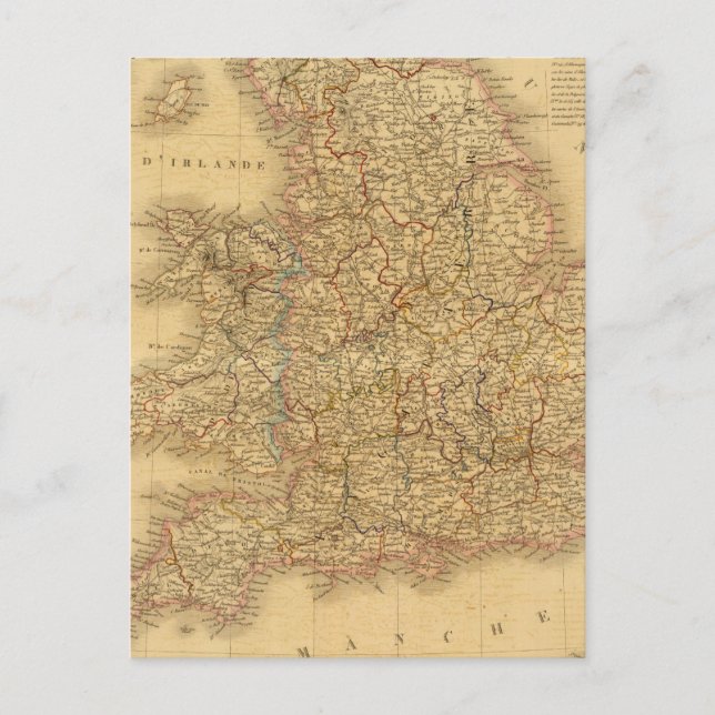 Postal Mapa de inglés antiguo (Anverso)