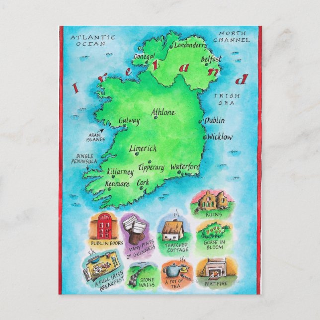 Postal Mapa de Irlanda (Anverso)