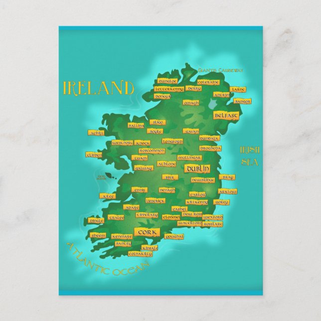 Postal Mapa De Irlanda (Anverso)
