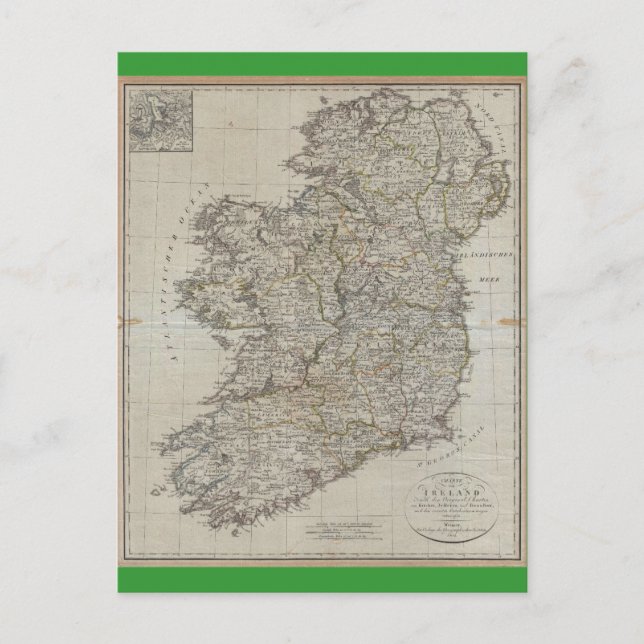 Postal Mapa de Irlanda de 1804 (Anverso)