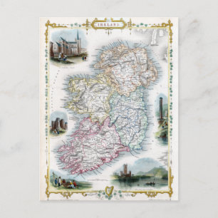 Postal Mapa de Irlanda de 1851